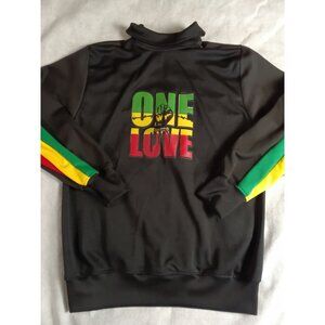 Rasta ONE LOVE Black Track Jacket Full Zip XL Womens 21x27
